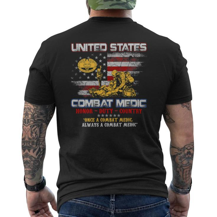 Veteran Vets US Army Combat Medic Veteran Vintage Honor Duty Country 153 Veterans Mens Back Print T-shirt