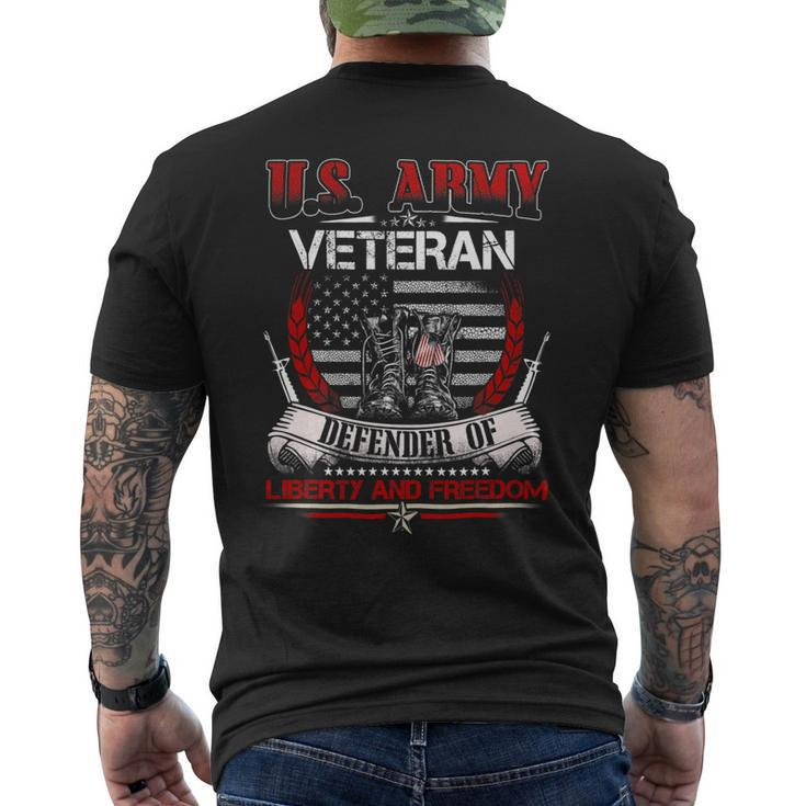Veteran Vets US Army Proud Veteran With American Flag Gift Veteran Day Veterans Mens Back Print T-shirt