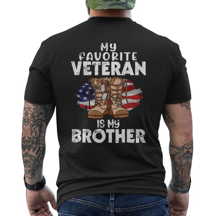 Veteran Vets Us Boot Happy Veteran Day My Favorite Veteran Is My Brother Veterans Mens Back Print T-shirt