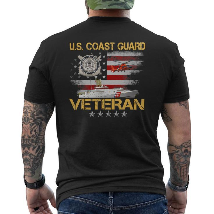 Veteran Vets US Coast Guard Veteran Flag Vintage Veterans Day Mens 150 Veterans Mens Back Print T-shirt