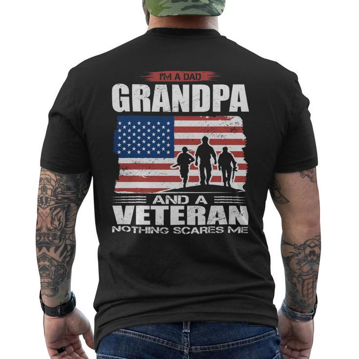 Veteran Vets Us Flag I´M Dad Grandpa And A Veteran Nothing Scares Me Veterans Mens Back Print T-shirt