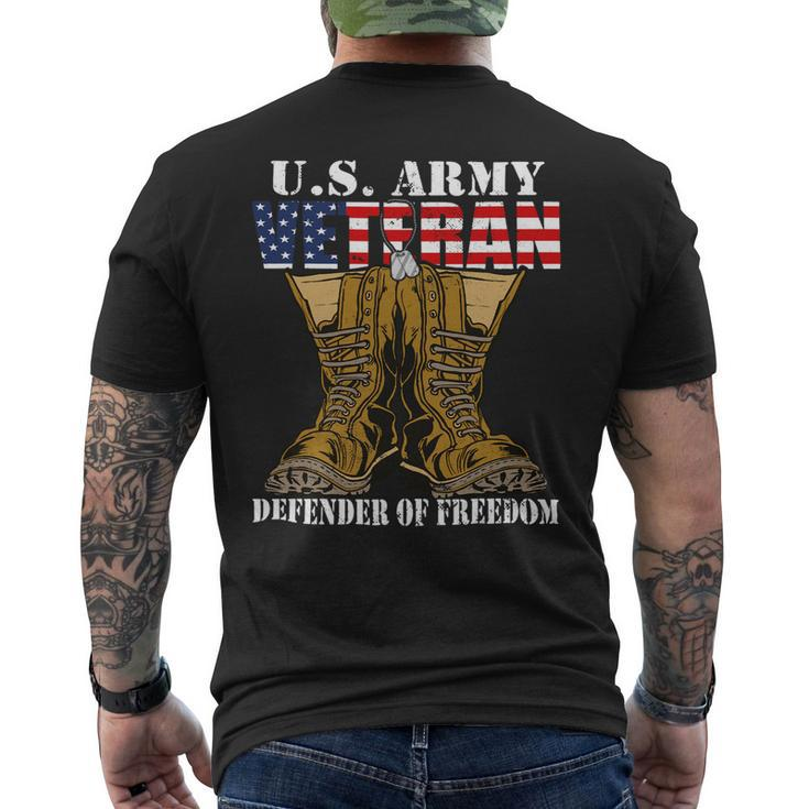 Veteran Vets Us Flag Us Army Veteran Defender Of Freedom Veterans Mens Back Print T-shirt