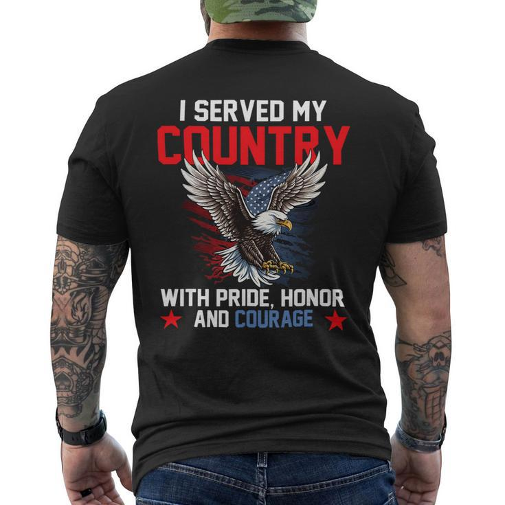 Veteran Vets Us Veteran Patriotic I Served My Country With Pride Veterans Mens Back Print T-shirt