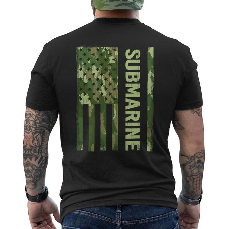Veteran Vets Usa Flag Submarine Veteran For Men Submarine For Men Veterans Mens Back Print T-shirt