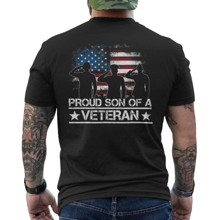 Veteran Vets Usa United States Military Family Proud Son Of A Veterans Mens Back Print T-shirt