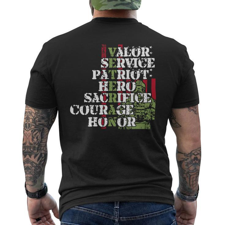 Veteran Vets Valor Service Patriot Hero Sacrifice Courage Honor 68 Veterans Mens Back Print T-shirt