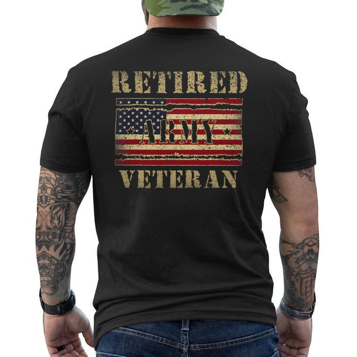 Veteran Vets Vintage American Flag Shirt Retired Army Veteran Day Gift Veterans Mens Back Print T-shirt