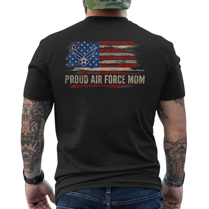 Veteran Vets Vintage Proud Air Force Mom American Flag Veteran Gift Veterans Mens Back Print T-shirt