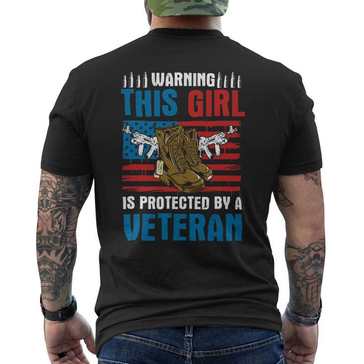 Veteran Vets Warning This Girl Is Protected By A Veteran Patriotic Usa Veterans Mens Back Print T-shirt