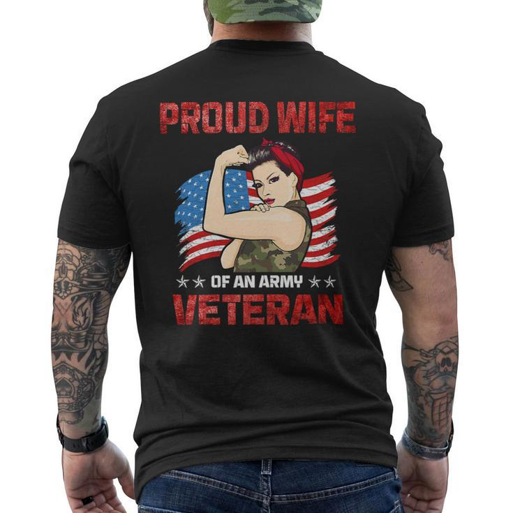 Veteran Vets Womens 4Th Of July Celebration Proud Wife Of An Army Veteran Spouse Veterans Mens Back Print T-shirt