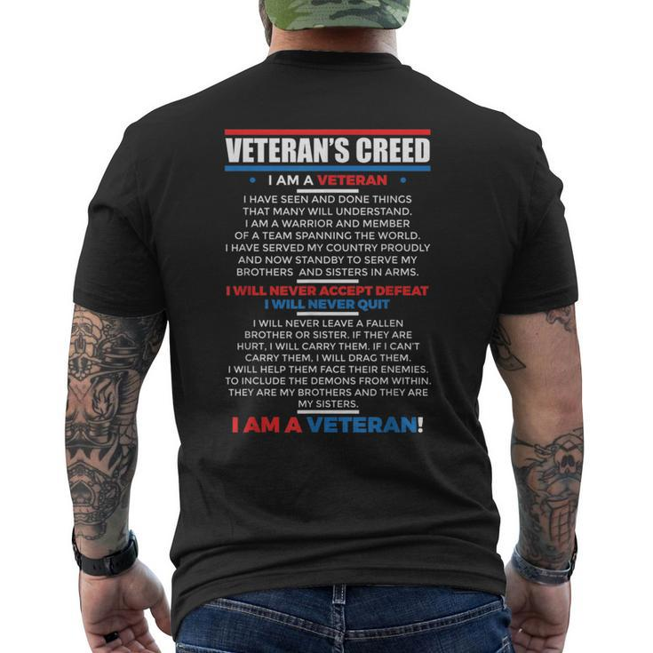 Veterans Creed Patriot Usa Military Comrades America  Mens Back Print T-shirt