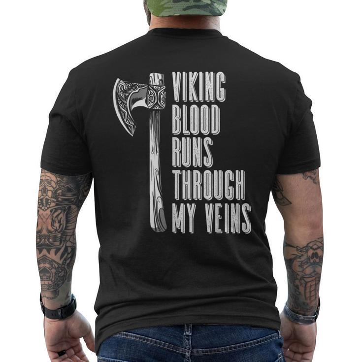 Viking Blood Runs Through My Veins Viking Nordic Men's T-shirt Back Print