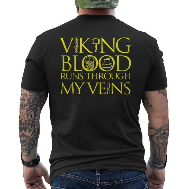 Vikings Blood Runs Through My Veins Men's T-shirt Back Print