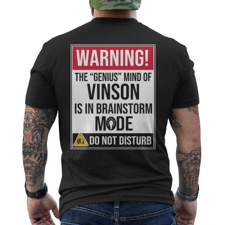 Vinson Name Gift The Genius Mind Of Vinson Mens Back Print T-shirt
