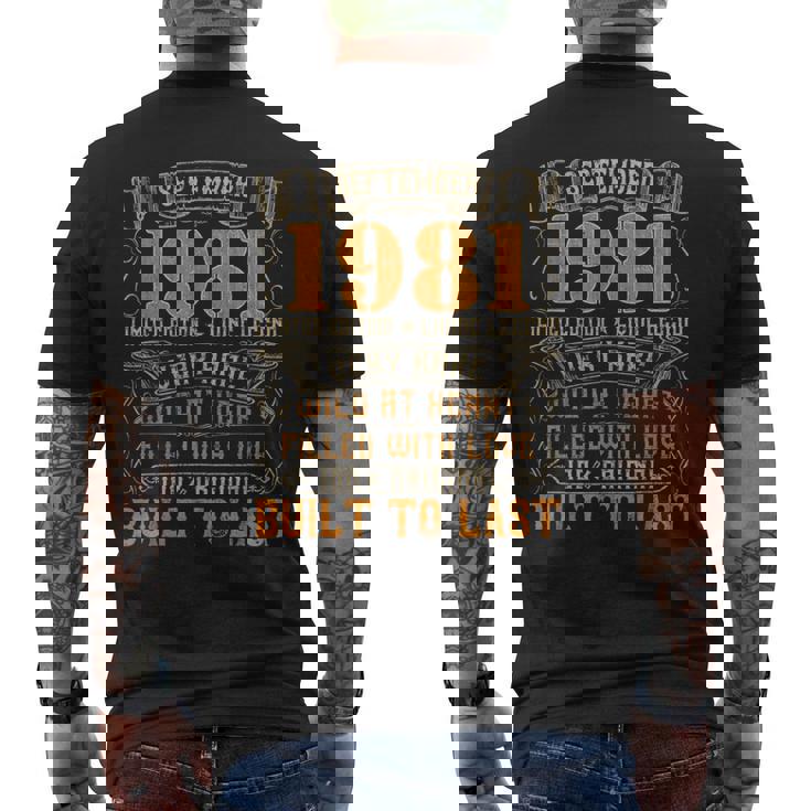 Vintage 1981 September Retro Born In 1981 Birthday Men's T-shirt Back Print