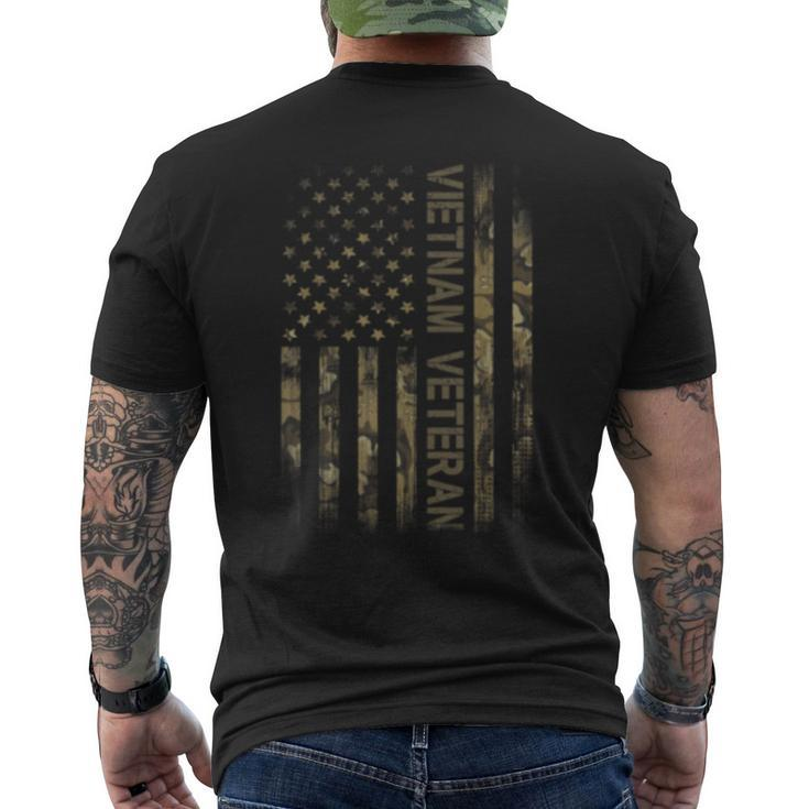 Vintage America Camo Flag Vietnam Veteran Men's Back Print T-shirt