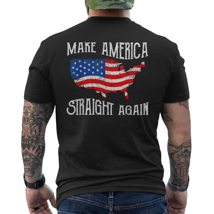 Vintage Make America Straight Again Groovy American Us Flag Men's Back Print T-shirt