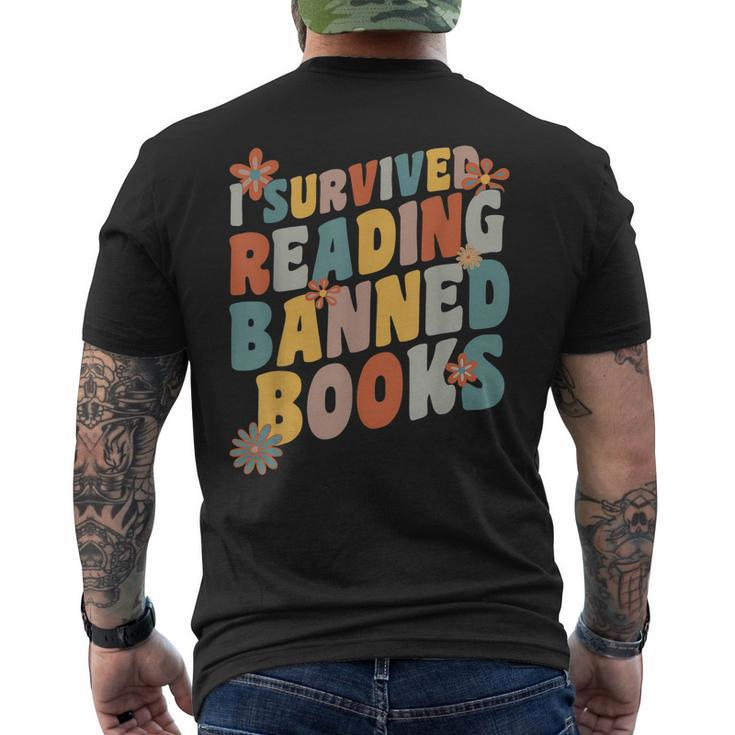 Vintage Book Lover I Survived Reading Banned Books Men's Back Print T-shirt
