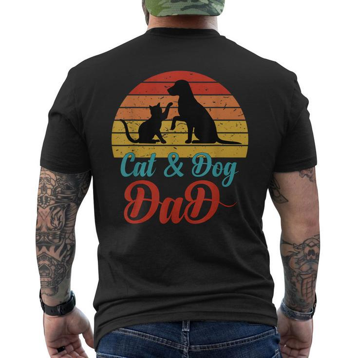 Vintage Cat And Dog Dad Owner Father Daddy Pet Animal Men's Back Print T-shirt