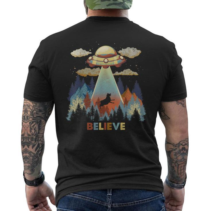 Vintage Cow Alien Abduction Area 51 Ufo Alien Men's Back Print T-shirt