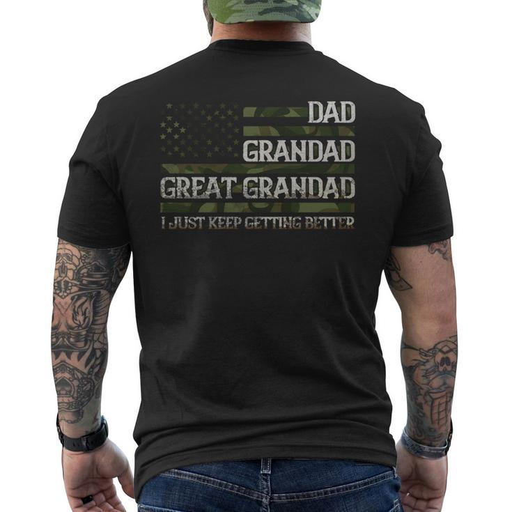 Vintage Dad Grandad Great Grandad With Us Flag Fathers Day   Funny Gifts For Dad Mens Back Print T-shirt
