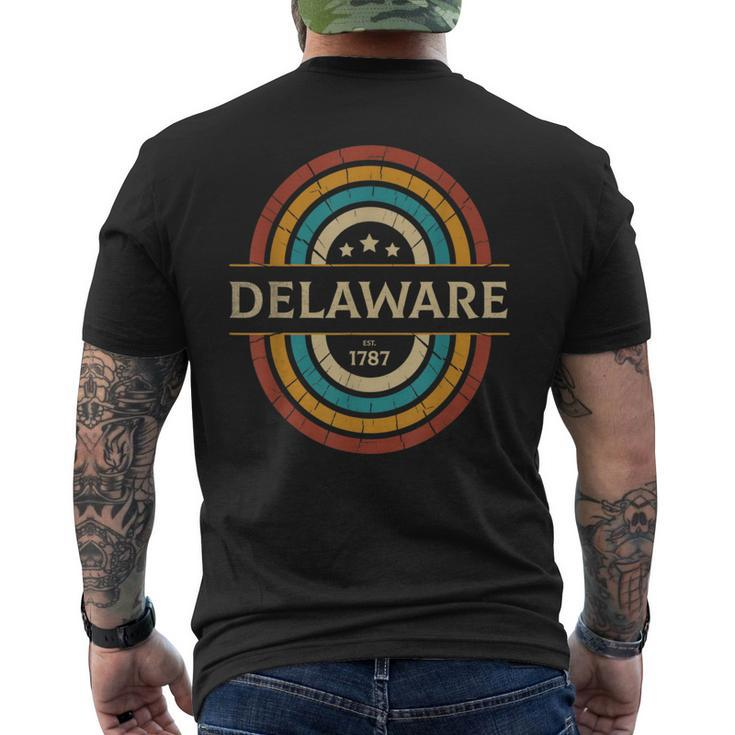 Vintage Delaware Home State Stars De Pride 70S Style  Mens Back Print T-shirt