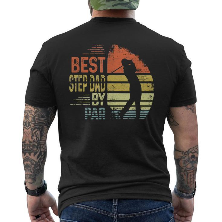 Vintage Golfing Best Step Dad By Par Golf Lovers Fathers Day Men's Back Print T-shirt