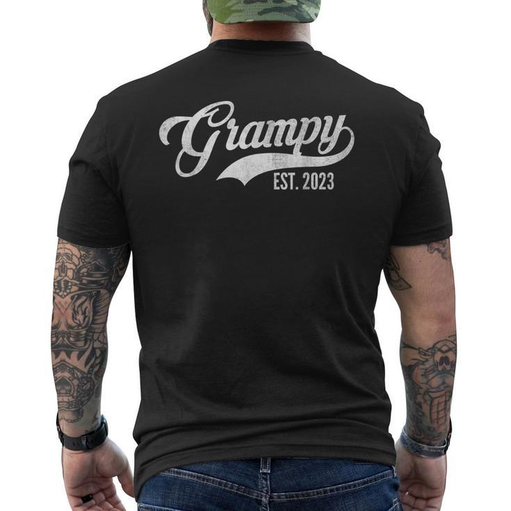 Vintage Grampy Est 2023 First Time Grandpa Fathers Day Men's Back Print T-shirt