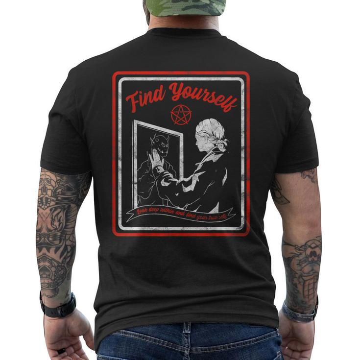 Vintage Horror Find Yourself Demon Within Men's T-shirt Back Print