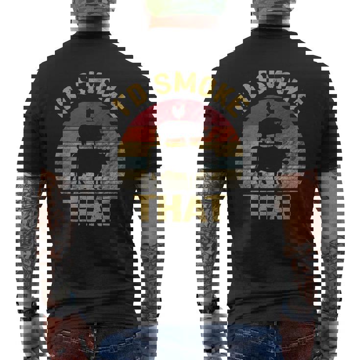 Vintage Id Smoke That Bbq Meat Smoker Grill Men's Back Print T-shirt