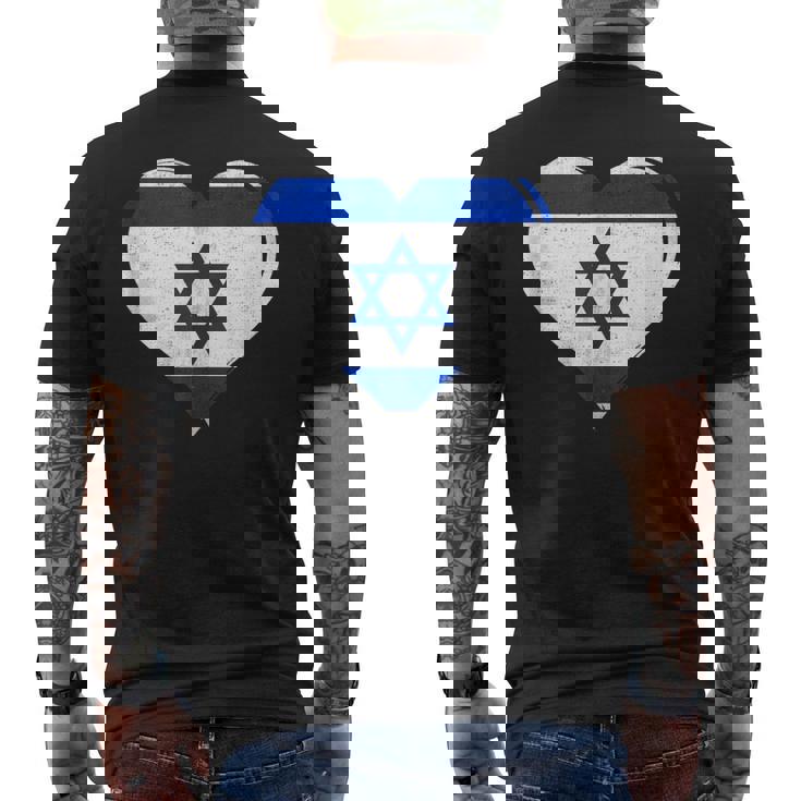 Vintage Israel Flag Heart For Israeli Men's T-shirt Back Print