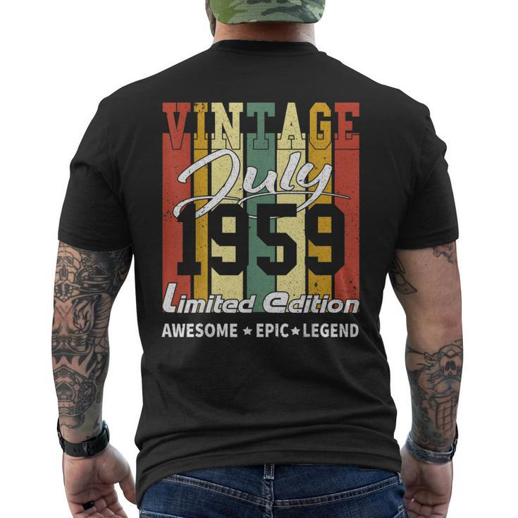 Vintage July 1959 Limited Edition Birthday Gift Mens Back Print T-shirt