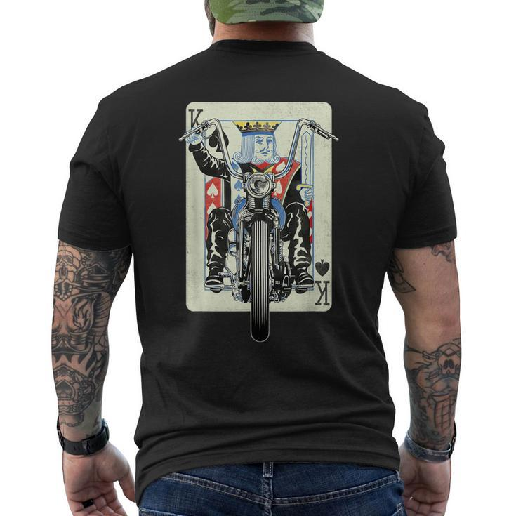 Vintage King Card Motorcycle Poker Black Jack Gambling Biker Men's Back Print T-shirt