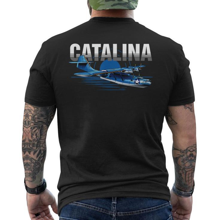 Vintage Military Aviation Flying Boat  Mens Back Print T-shirt