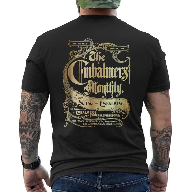 Vintage Morticians Embalmers Monthly Design Mens Back Print T-shirt