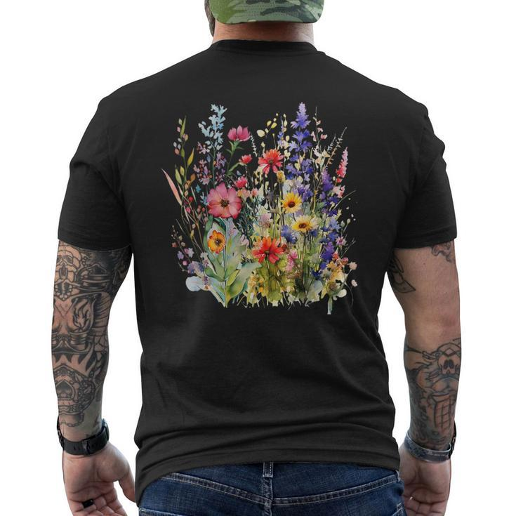Vintage Nature Lover Botanical Floral Aesthetic Wildflowers Men's T-shirt Back Print