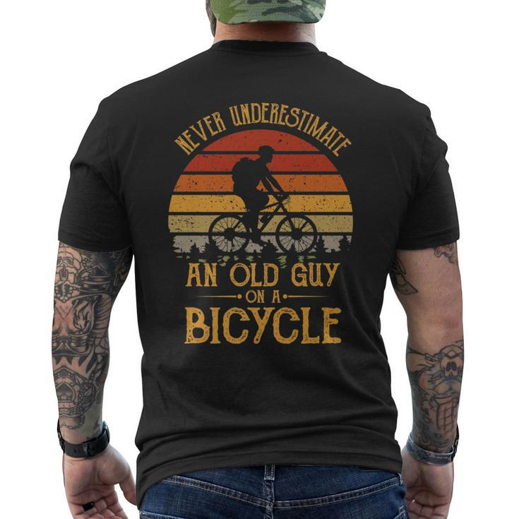 Vintage Never Underestimate An Old Guy On A Bicycle Cycling Gift For Mens Mens Back Print T-shirt