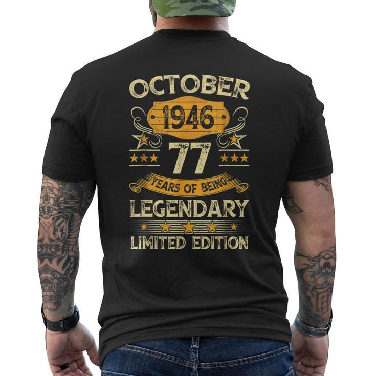Vintage October 1946 77Th Birthday 77 Years Old Men's T-shirt Back Print