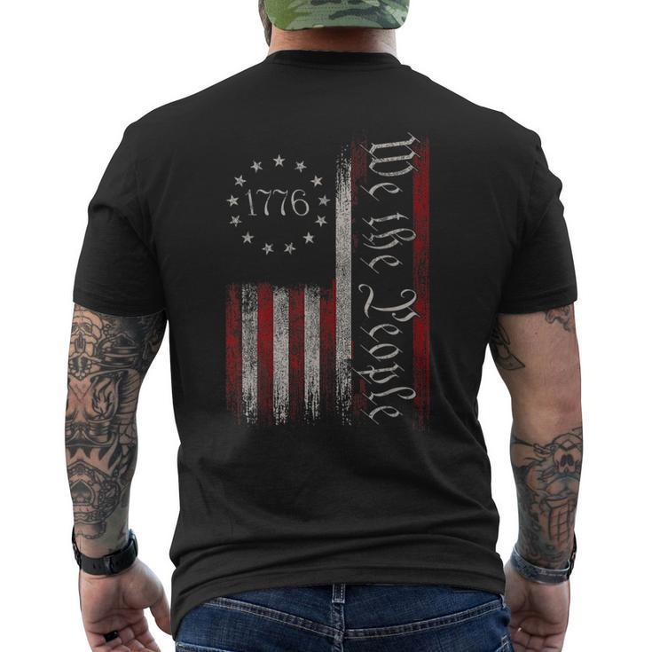 Vintage Old American Flag Patriotic 1776 We The People Usa Men's Crewneck Short Sleeve Back Print T-shirt