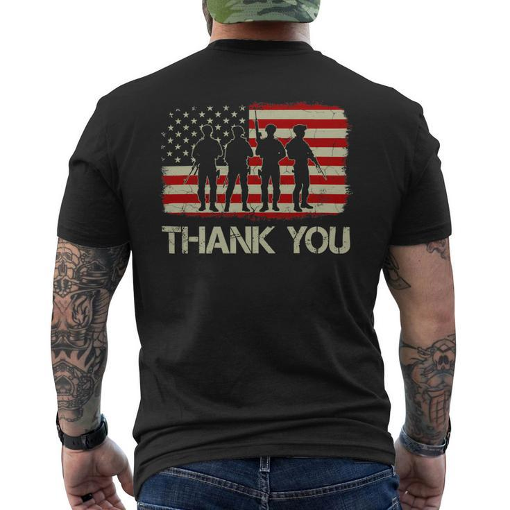 Vintage Old American Flag Patriotic Thank You Veterans 292 Mens Back Print T-shirt