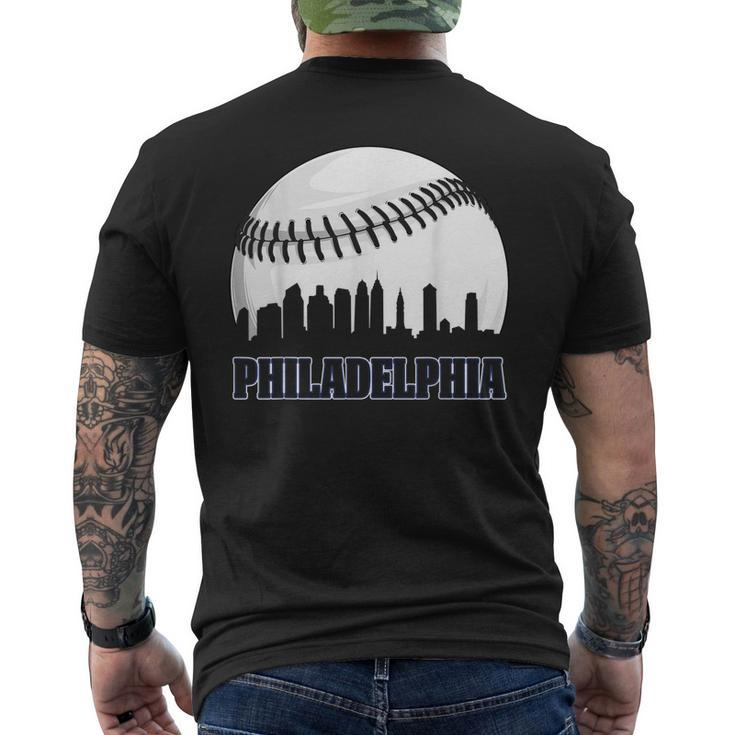 Vintage Philadelphia Baseball Skyline Retro Philly Cityscap Men's Back Print T-shirt