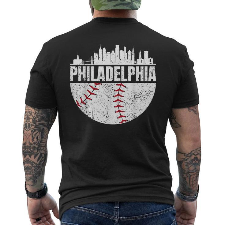 Vintage Philadelphia Skyline Baseball Retro Cityscap Men's T-shirt Back Print