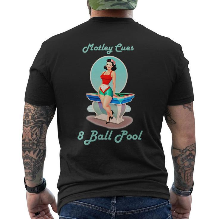 Vintage Pinup Billiards Pool Billiards Funny Gifts Mens Back Print T-shirt
