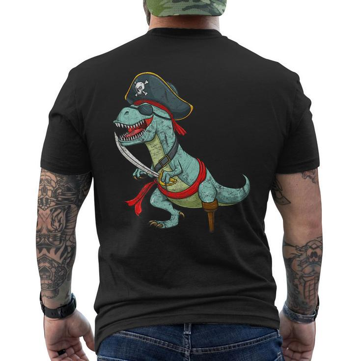 Vintage Pirate Dinosaur T Rex Funny Tyrannosaurus Halloween Dinosaur Funny Gifts Mens Back Print T-shirt