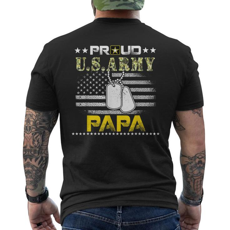 Vintage Proud Papa Usarmy Veteran Flag Men's Back Print T-shirt