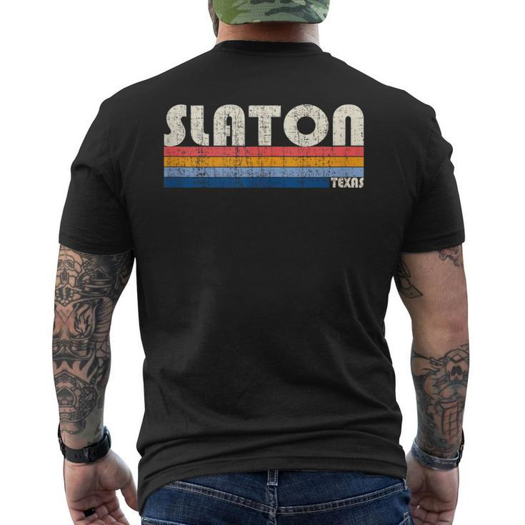 Vintage Retro 70S 80S Style Hometown Of Slaton Tx Men's T-shirt Back Print