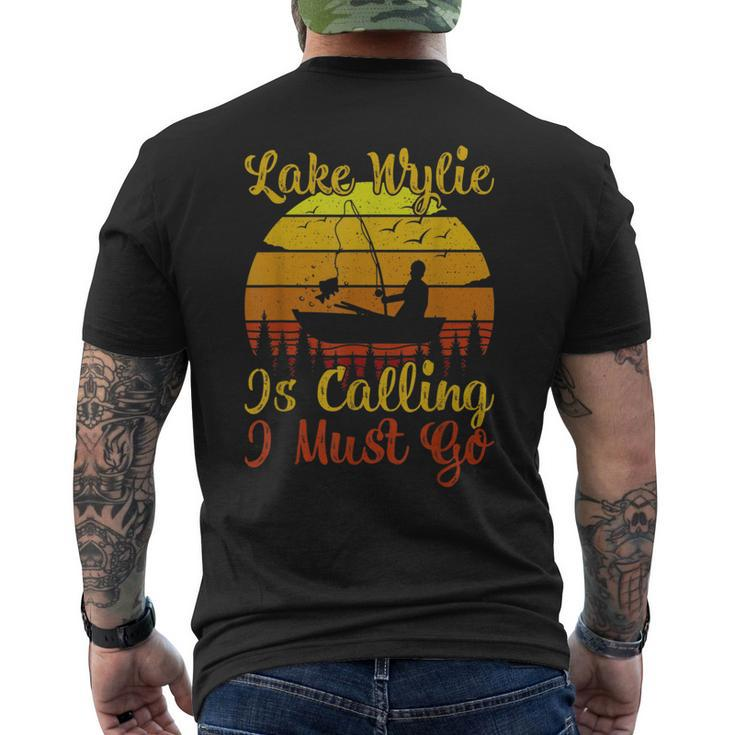 Vintage Retro Lake Wylie Is Calling I Must Go Fishing Men's T-shirt Back Print