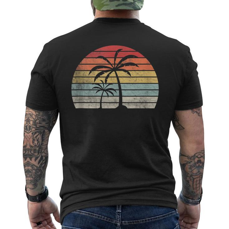 Vintage Retro Palm Tree  Tropical Beach Summer Vacation  Mens Back Print T-shirt