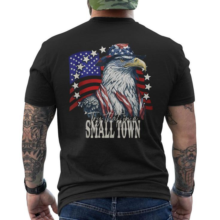 Vintage Retro Try That In My Town Eagle American Flag Men's T-shirt Back Print