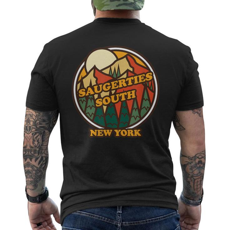 Vintage Saugerties South New York Mountain Souvenir Print Men's T-shirt Back Print